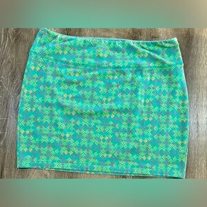 Mossimo Supply Co, Teal Geometric Mini Skirt, Boho Print, Size L NWOT